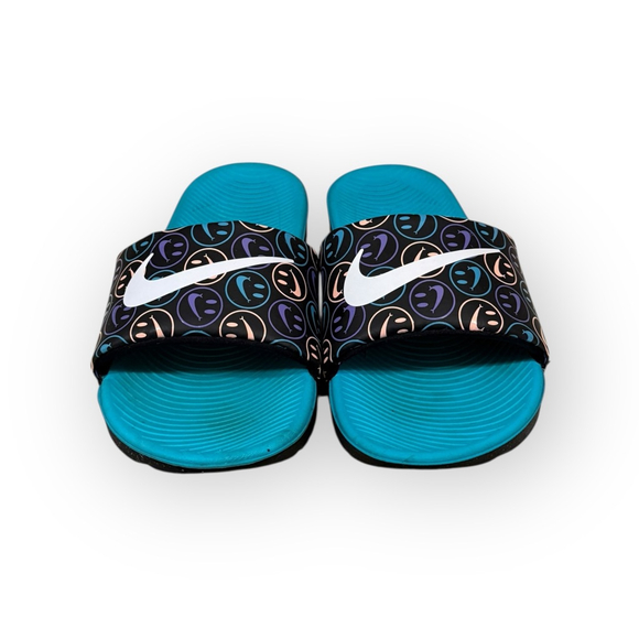 Nike Benassi JDI Slides Have A Nike Day Smiley 819358-009 Teal Black Youth 7Y - Picture 4 of 8